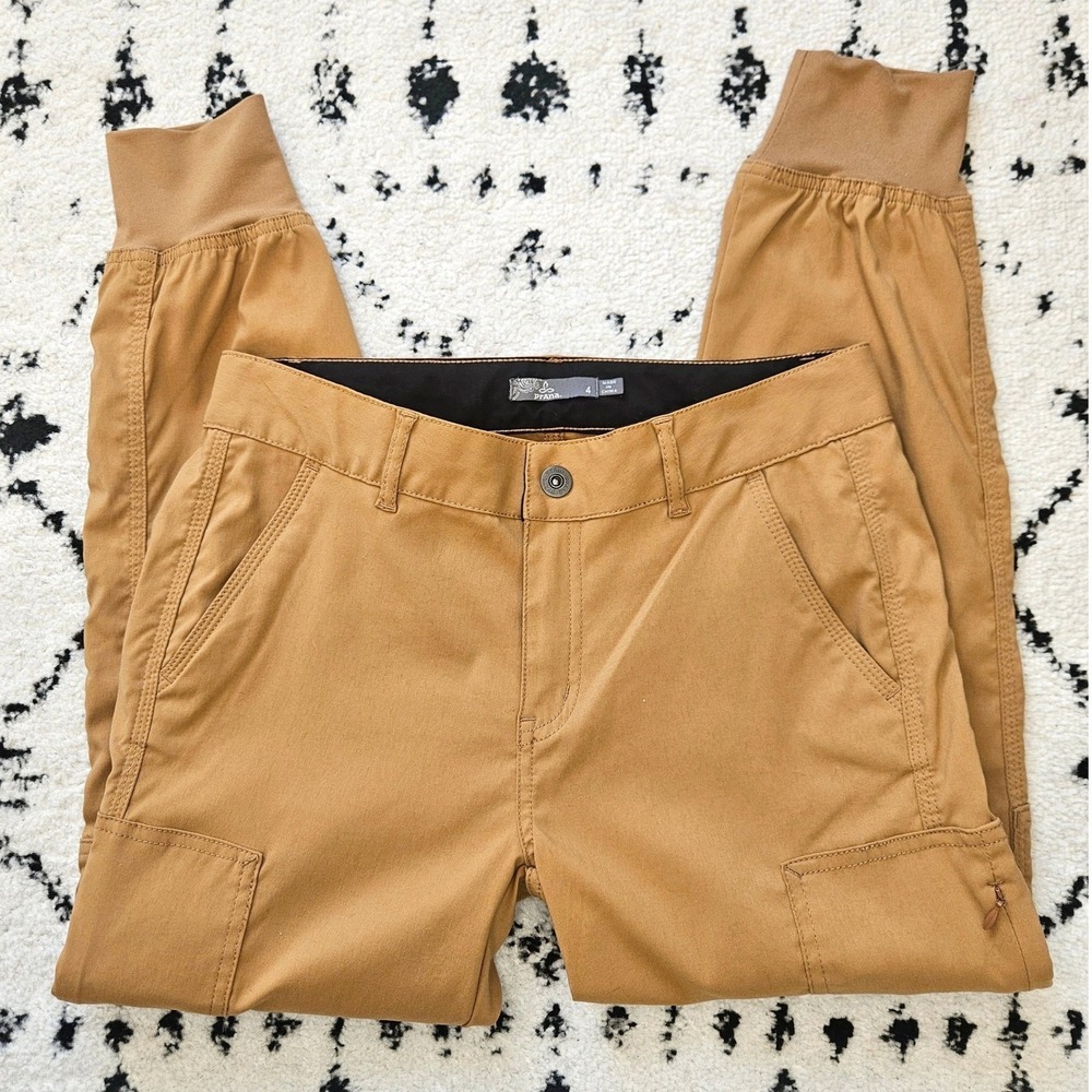 Prana Halle Jogger Pants Womens 4 Dark Ochre Tan Cargo Hiking Climbing - Picture 2 of 8
